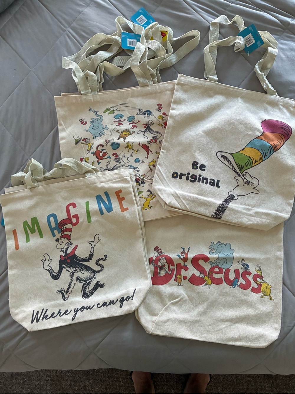 Dr. Seuss Canvas Tote Bags - set of 7.